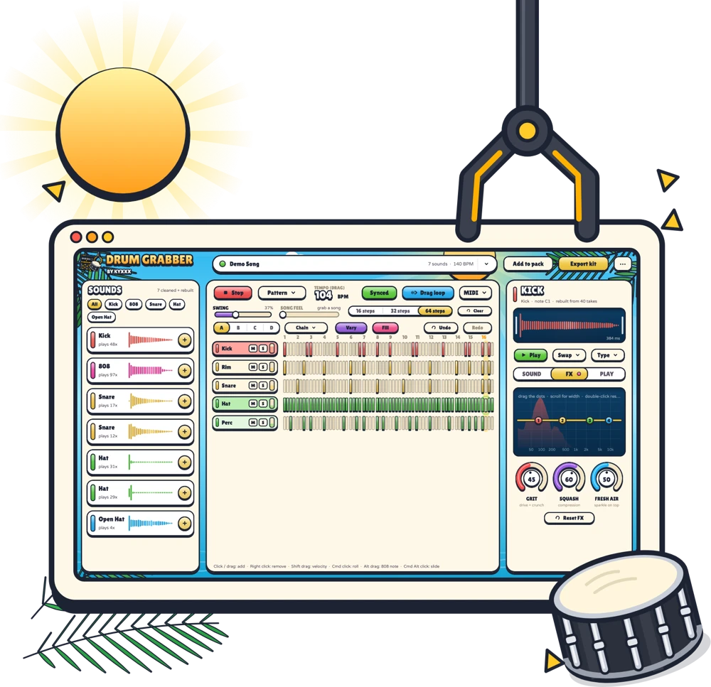 Drum Grabber: extract clean drums and 808s from any song